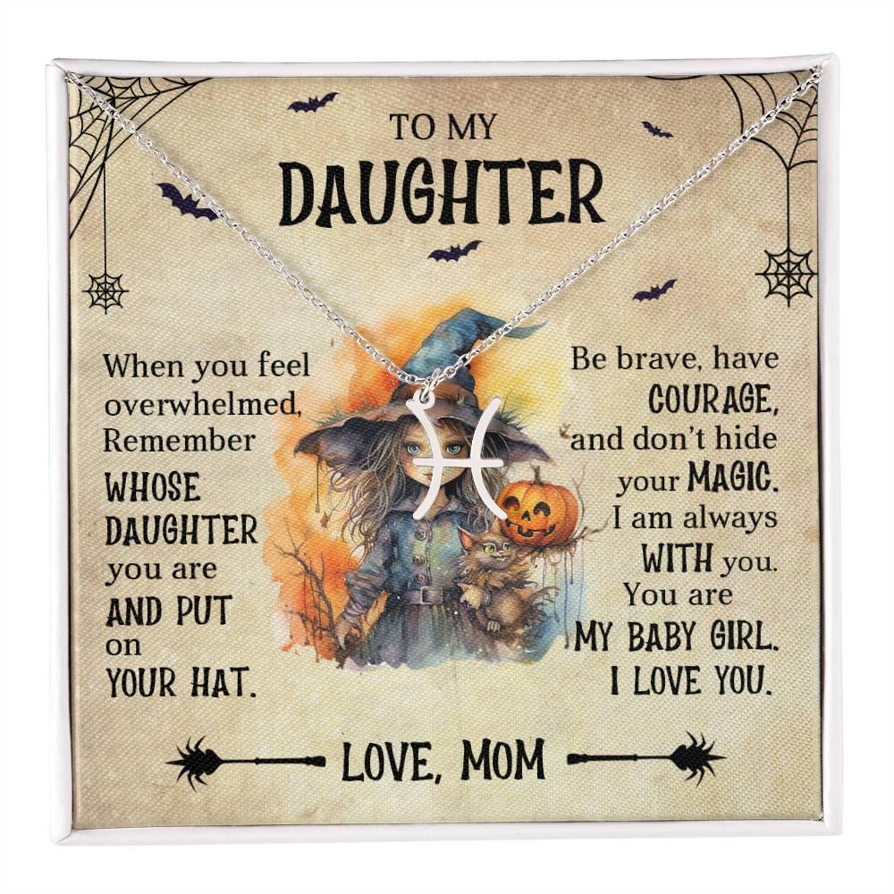 Daughter Halloween Inspired Zodiac Necklace - Put Your Hat On and Don't Hide Your Magic - Mallard Moon Gift Shop