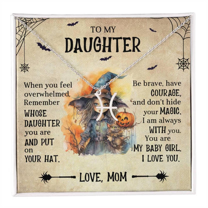 Daughter Halloween Inspired Zodiac Necklace - Put Your Hat On and Don't Hide Your Magic - Mallard Moon Gift Shop
