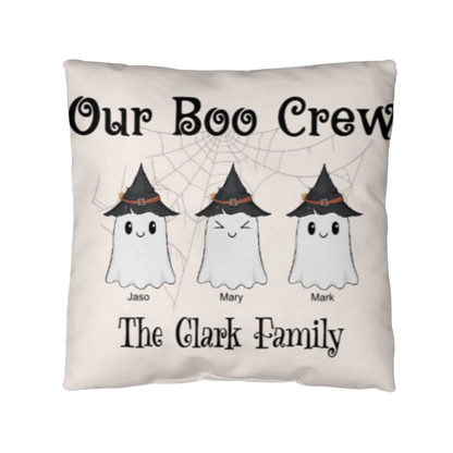 Personalized “Our Boo Crew” Halloween Pillow – Custom Family Name Ghost Pillow - Mallard Moon