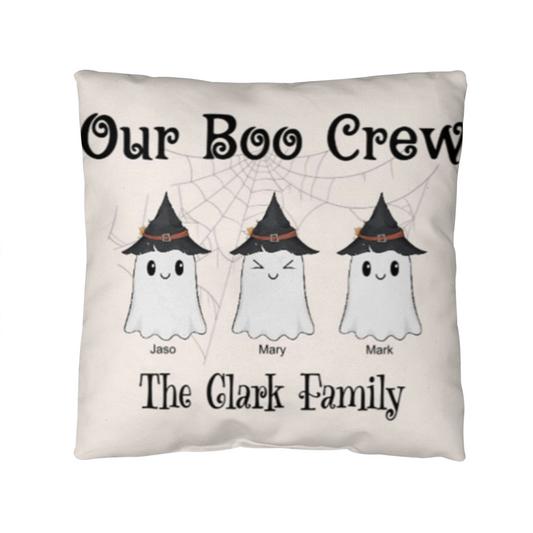 Personalized “Our Boo Crew” Halloween Pillow – Custom Family Name Ghost Pillow - Mallard Moon