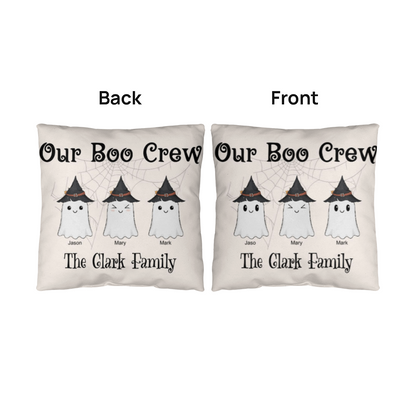 Personalized “Our Boo Crew” Halloween Pillow – Custom Family Name Ghost Pillow - Mallard Moon