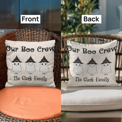 Personalized “Our Boo Crew” Halloween Pillow – Custom Family Name Ghost Pillow - Mallard Moon