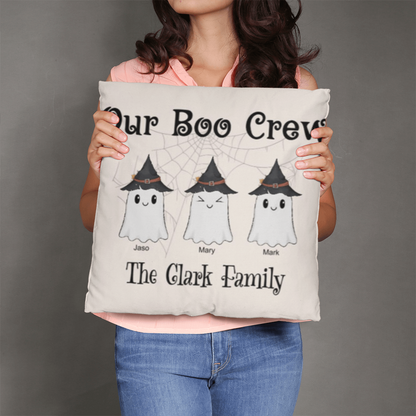 Personalized “Our Boo Crew” Halloween Pillow – Custom Family Name Ghost Pillow - Mallard Moon