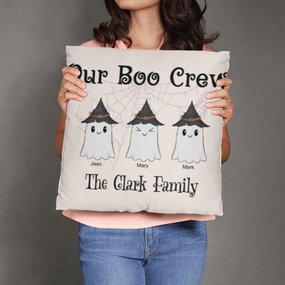 Personalized “Our Boo Crew” Halloween Pillow – Custom Family Name Ghost Pillow - Mallard Moon