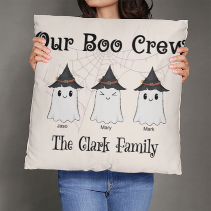 Personalized “Our Boo Crew” Halloween Pillow – Custom Family Name Ghost Pillow - Mallard Moon