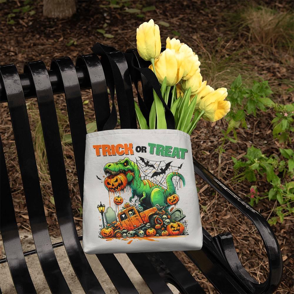 Halloween Dinosaur T-Rex Monster Trick or Treat Tote Bag - Mallard Moon Gift Shop