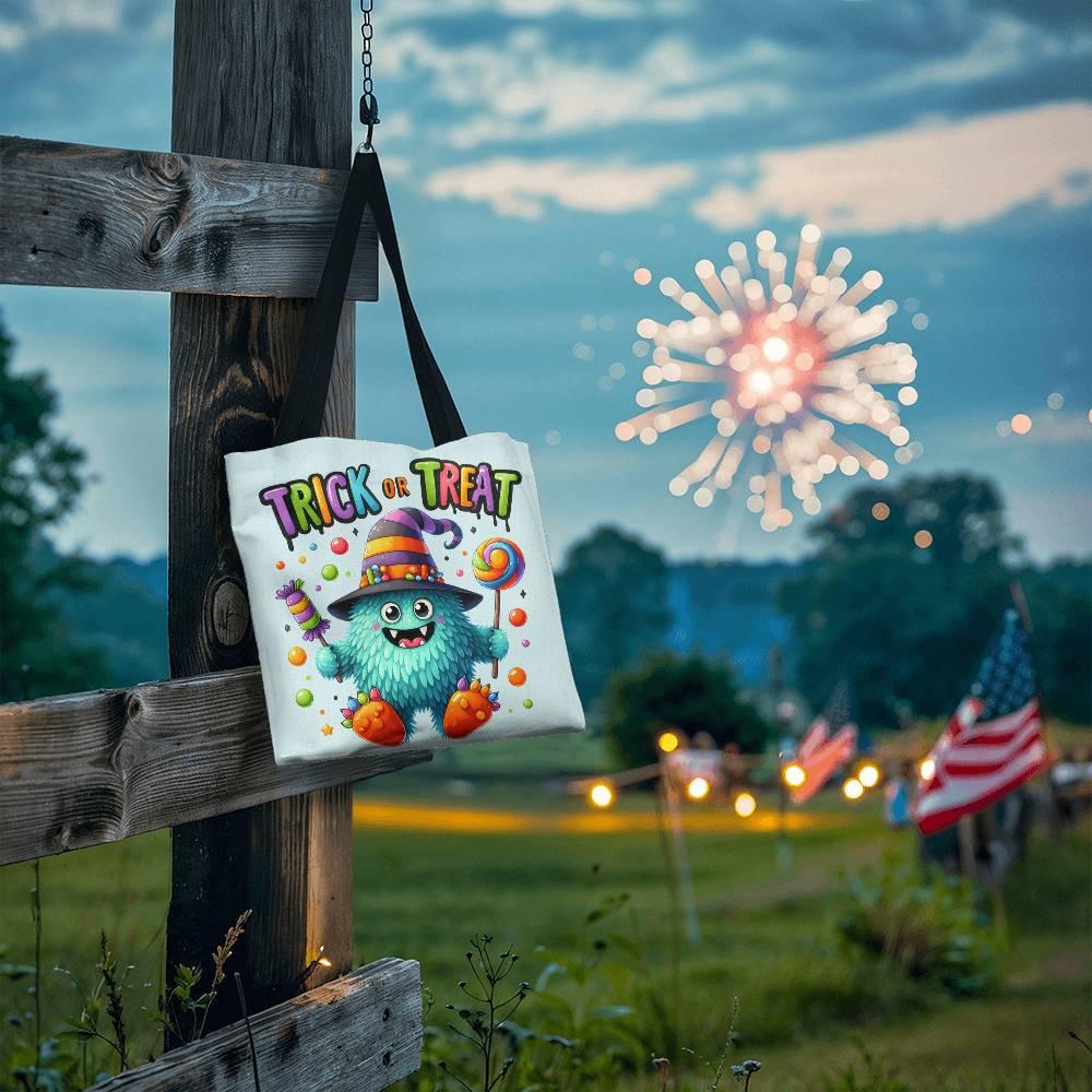 Trick or Treat Candy Monster Halloween Tote Bag - Mallard Moon Gift Shop