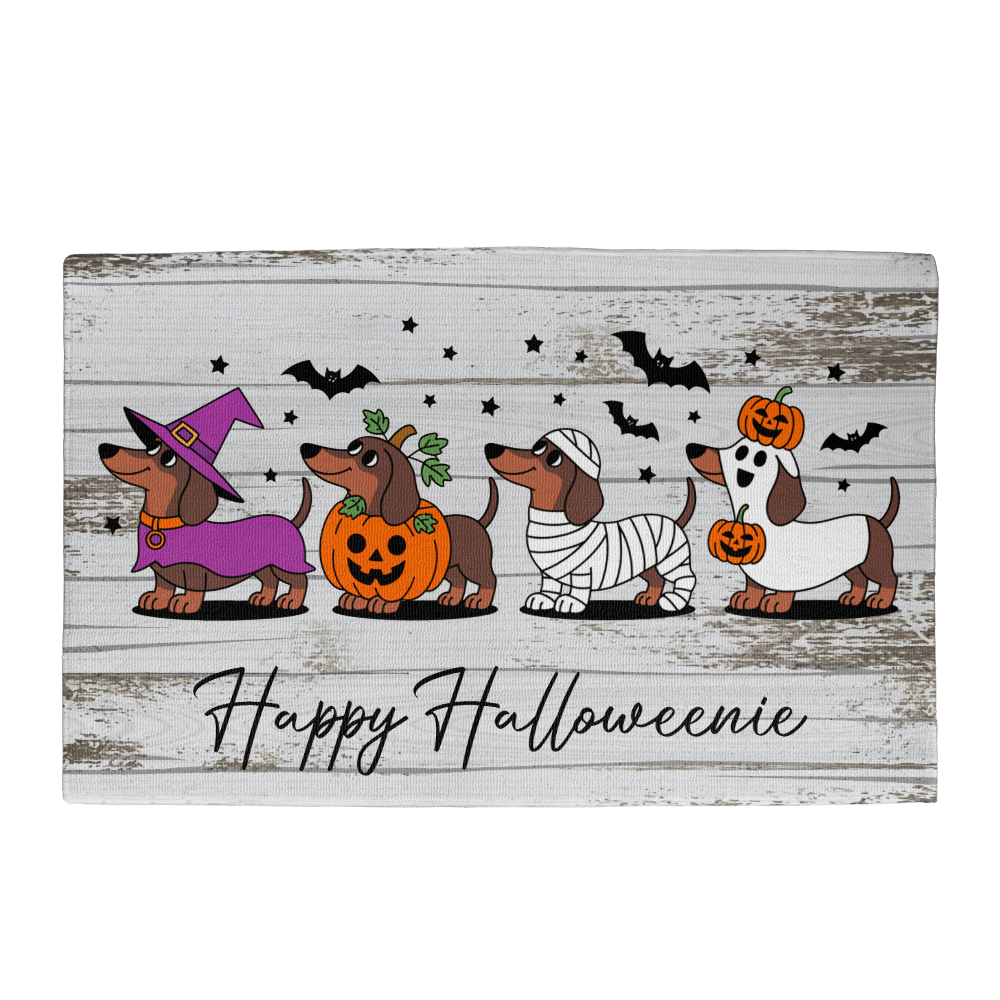 Happy Halloweenie Dachshund Doormat – Cute Halloween Dog Mat Décor - Mallard Moon
