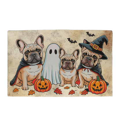 French Bulldog Halloween Doormat – Cute Spooky Dogs Welcome Mat – Funny Fall Décor for Dog Lovers - Mallard Moon