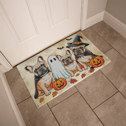 French Bulldog Halloween Doormat – Cute Spooky Dogs Welcome Mat – Funny Fall Décor for Dog Lovers - Mallard Moon
