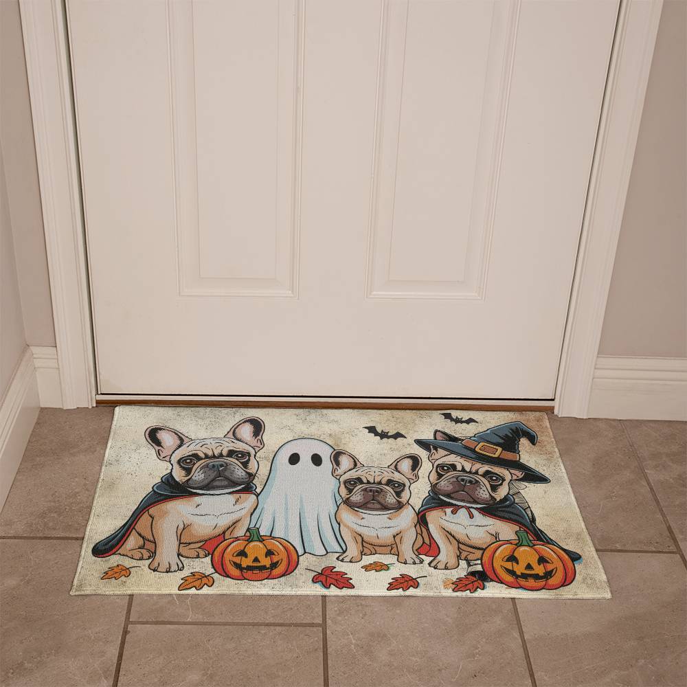 French Bulldog Halloween Doormat – Cute Spooky Dogs Welcome Mat – Funny Fall Décor for Dog Lovers - Mallard Moon