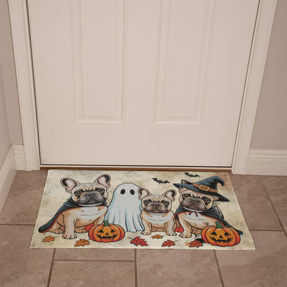 French Bulldog Halloween Doormat – Cute Spooky Dogs Welcome Mat – Funny Fall Décor for Dog Lovers - Mallard Moon