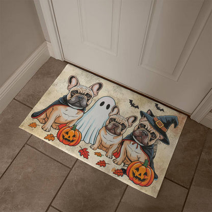 French Bulldog Halloween Doormat – Cute Spooky Dogs Welcome Mat – Funny Fall Décor for Dog Lovers - Mallard Moon