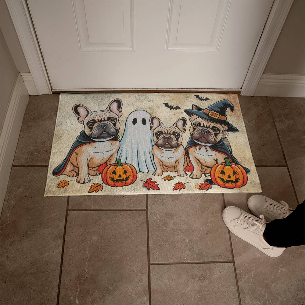 French Bulldog Halloween Doormat – Cute Spooky Dogs Welcome Mat – Funny Fall Décor for Dog Lovers - Mallard Moon