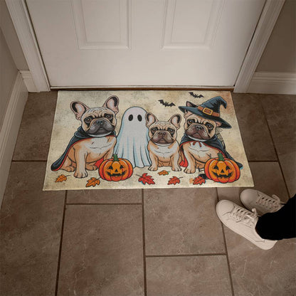 French Bulldog Halloween Doormat – Cute Spooky Dogs Welcome Mat – Funny Fall Décor for Dog Lovers - Mallard Moon