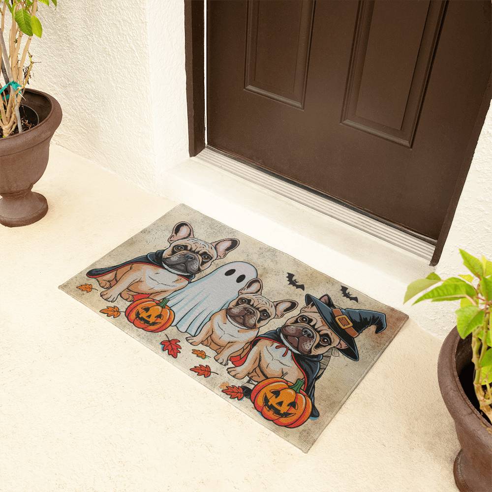 French Bulldog Halloween Doormat – Cute Spooky Dogs Welcome Mat – Funny Fall Décor for Dog Lovers - Mallard Moon