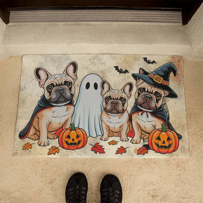 French Bulldog Halloween Doormat – Cute Spooky Dogs Welcome Mat – Funny Fall Décor for Dog Lovers - Mallard Moon