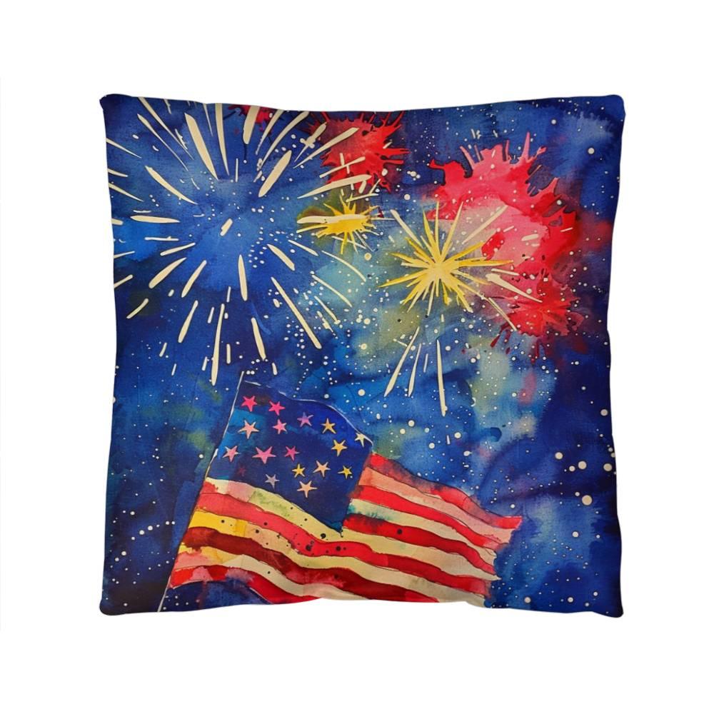 Fireworks Flag and Freedom Patriotic Indoor-Outdoor Home Decor Pillow - Mallard Moon Gift Shop