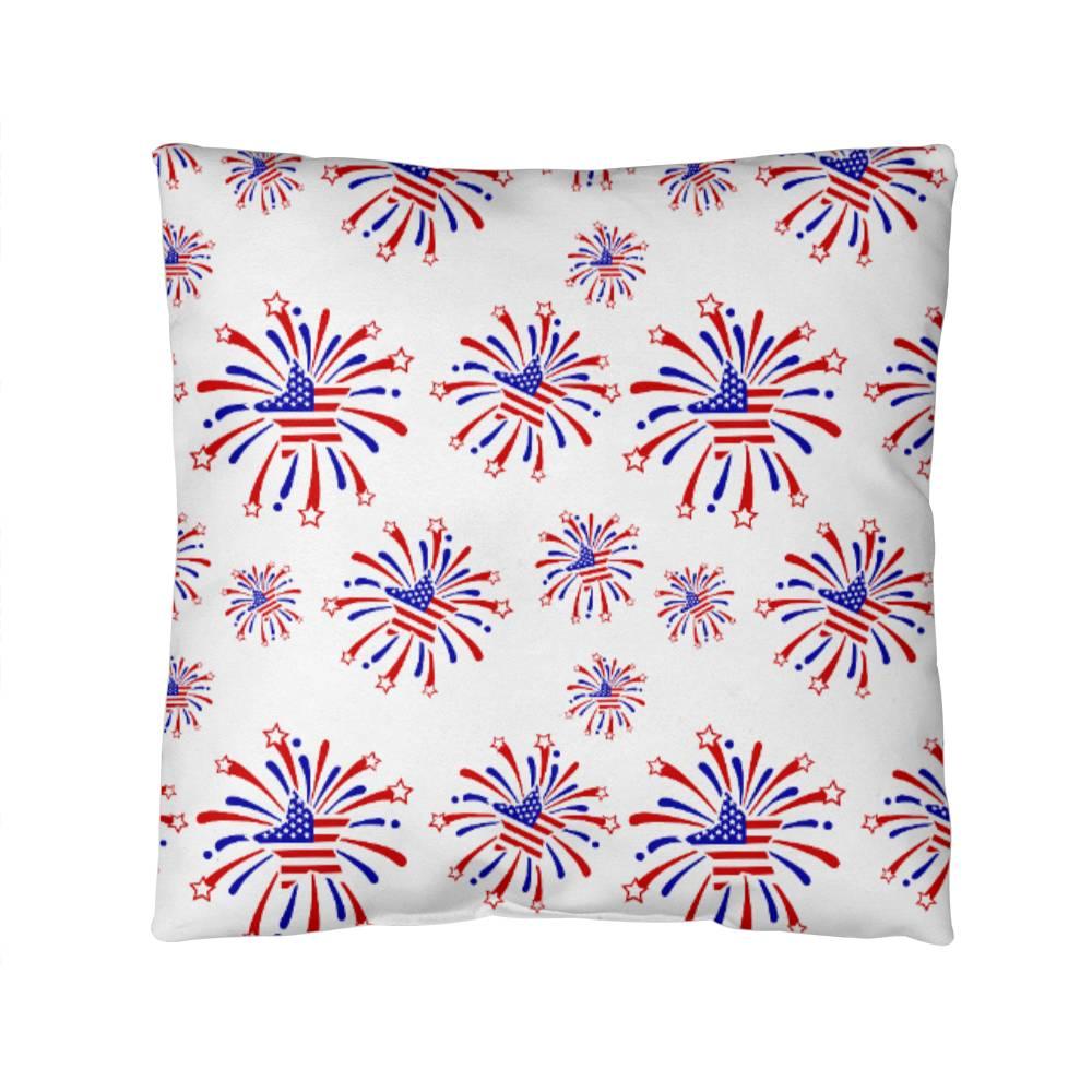 Star Red White and Blue Fireworks 4th of July Patriotic Indoor-Outdoor Pillow - Mallard Moon Gift Shop