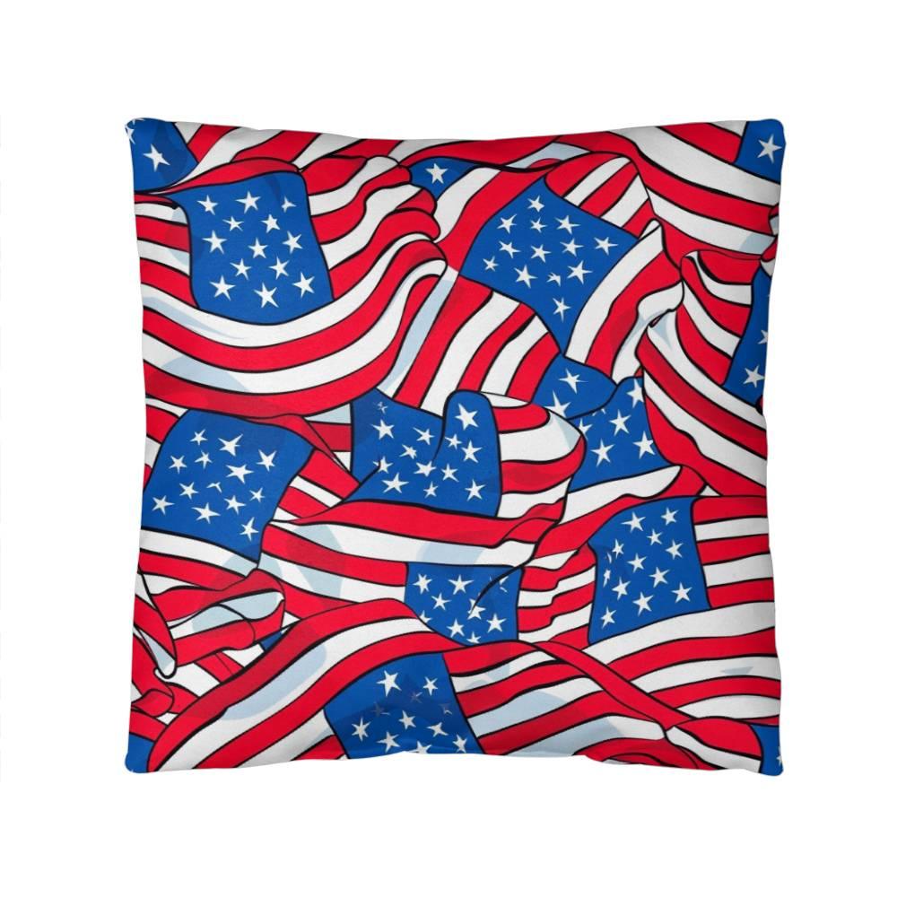 Patriotic American Flags Indoor-Outdoor Printed Pillow - Mallard Moon Gift Shop