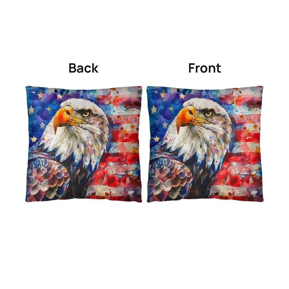 Eagle with American Flag Patriotic Indoor/Outdoor Pillow Decor - Mallard Moon Gift Shop