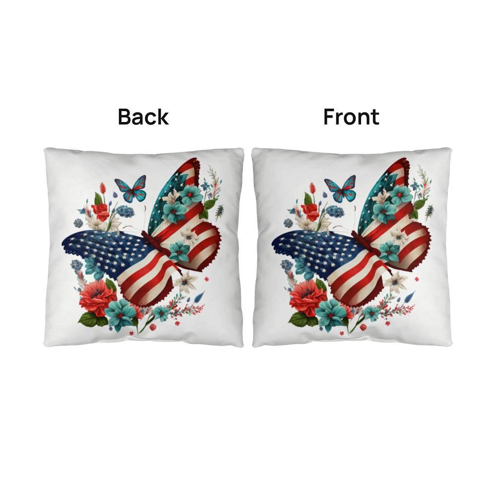 Butterfly Bouquet Patriotic Indoor-Outdoor Pillow - Mallard Moon Gift Shop