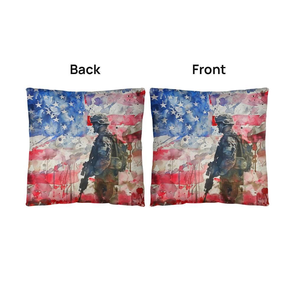 American Soldier Patriotic Indoor-Outdoor-Pillow Home Decor - Mallard Moon Gift Shop