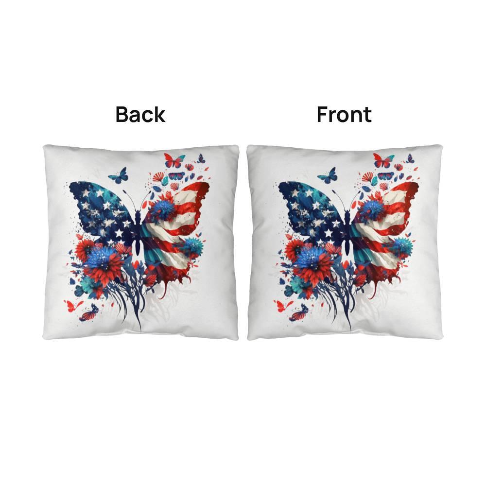 American Flag Patriotic Butterfly Indoor-Outdoor Pillow - Mallard Moon Gift Shop