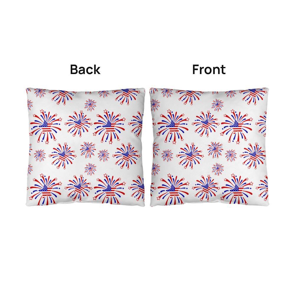 Star Red White and Blue Fireworks 4th of July Patriotic Indoor-Outdoor Pillow - Mallard Moon Gift Shop