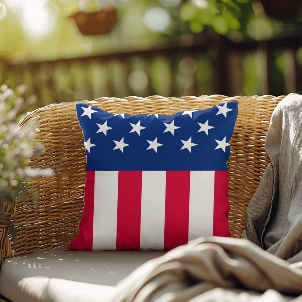 American Flag Patriotic Home Decor Indoor-Outdoor Polyester Printed Pillow - Mallard Moon Gift Shop