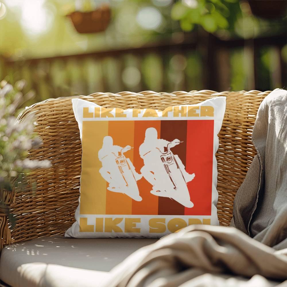 Like Father Like Son Motorcycle Buddies Comfy Indoor-Outdoor Pillow - Mallard Moon Gift Shop