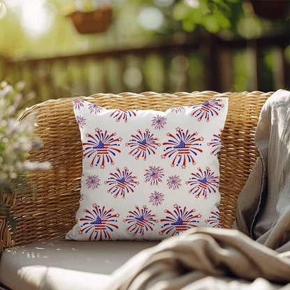 Star Red White and Blue Fireworks 4th of July Patriotic Indoor-Outdoor Pillow - Mallard Moon Gift Shop