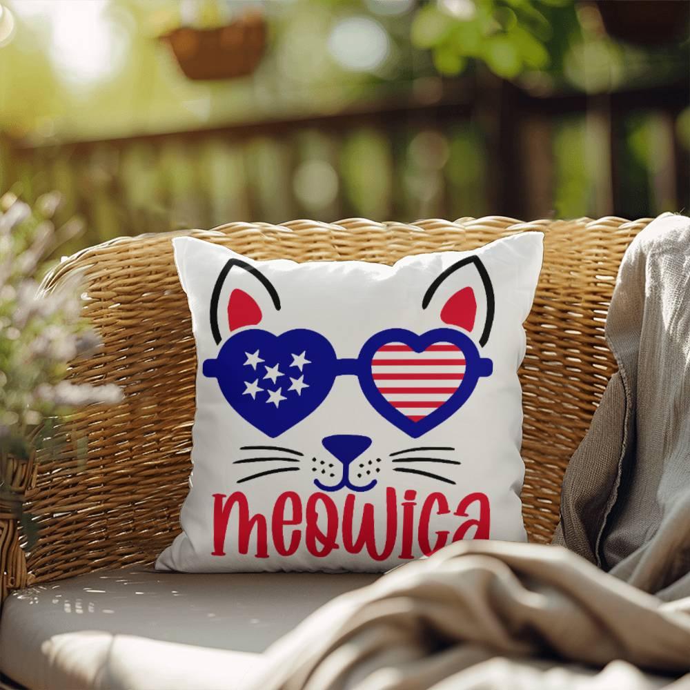 Mewoica Cat Patriotic Indoor-Outdoor Pillow - Mallard Moon Gift Shop
