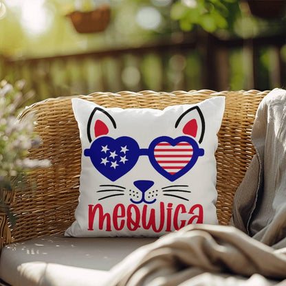 Mewoica Cat Patriotic Indoor-Outdoor Pillow - Mallard Moon Gift Shop