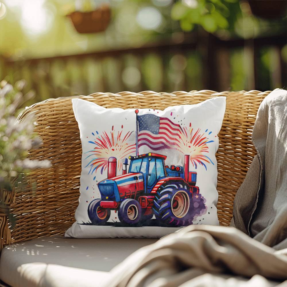 Tractor Fourth of July Parade Patriotic Indoor-Outdoor Pillow - Mallard Moon Gift Shop