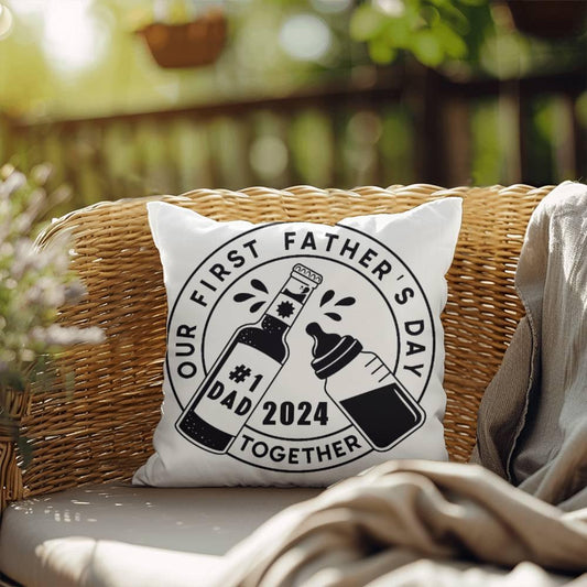 First Father's Day Drinking Buddy Comfy Indoor-Outdoor Pillow - Mallard Moon Gift Shop