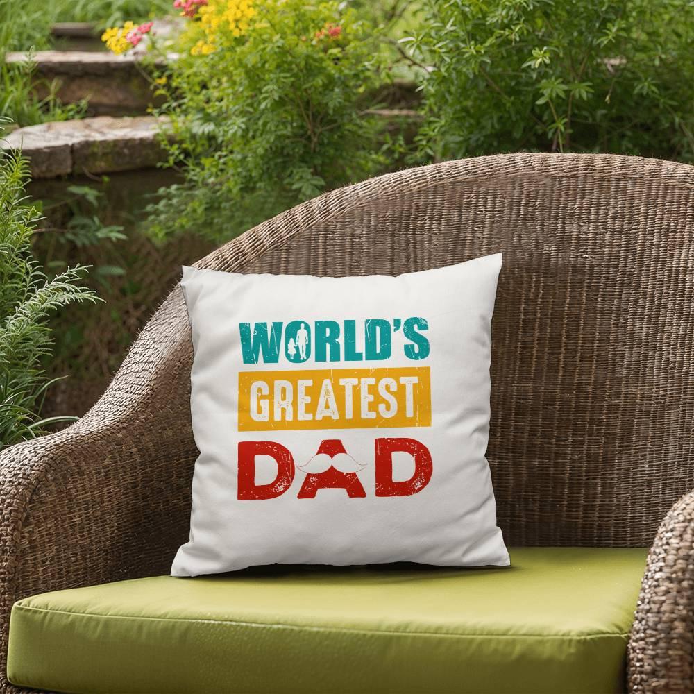 Gift for Dad World's Greatest Dad Indoor Outdoor Pillow - Mallard Moon Gift Shop
