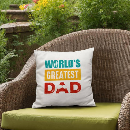 Gift for Dad World's Greatest Dad Indoor Outdoor Pillow - Mallard Moon Gift Shop