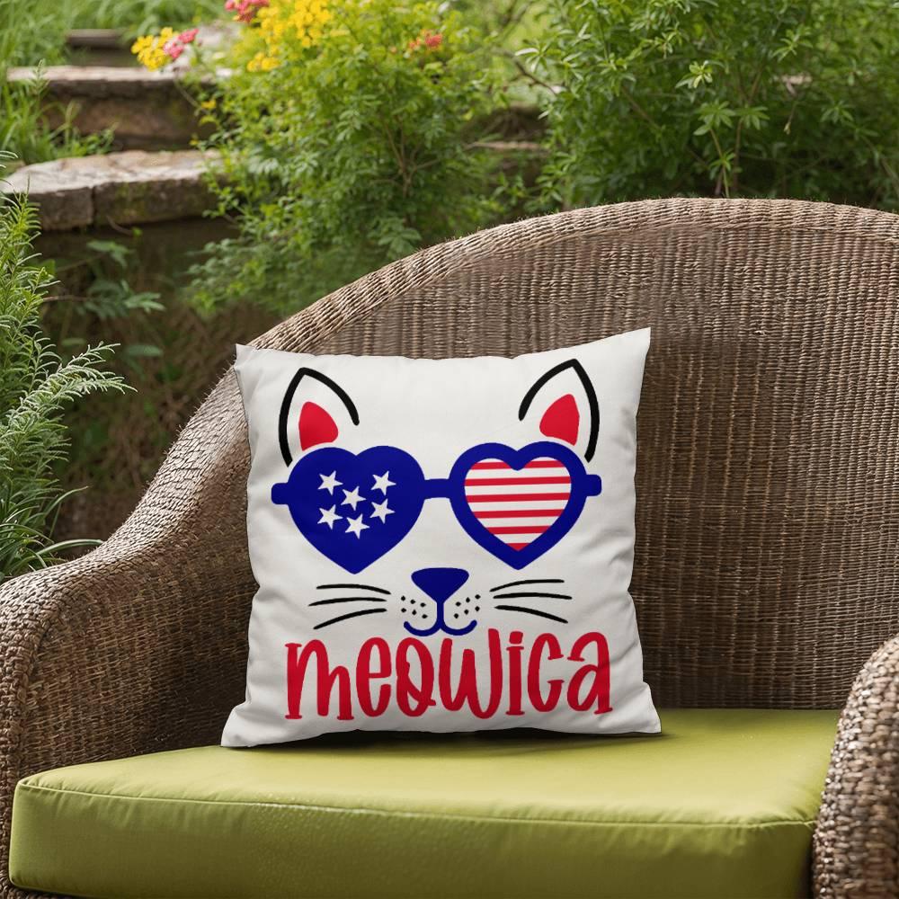 Mewoica Cat Patriotic Indoor-Outdoor Pillow - Mallard Moon Gift Shop
