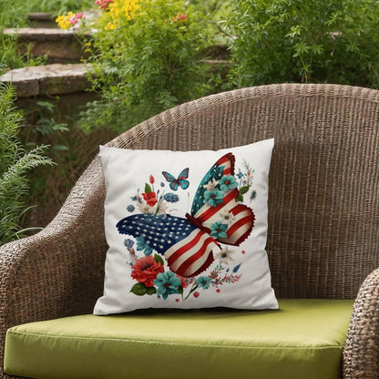 Butterfly Bouquet Patriotic Indoor-Outdoor Pillow - Mallard Moon Gift Shop