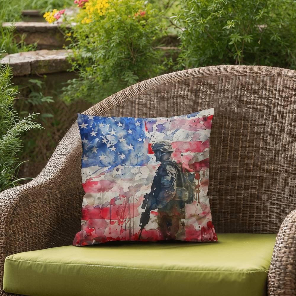 American Soldier Patriotic Indoor-Outdoor-Pillow Home Decor - Mallard Moon Gift Shop