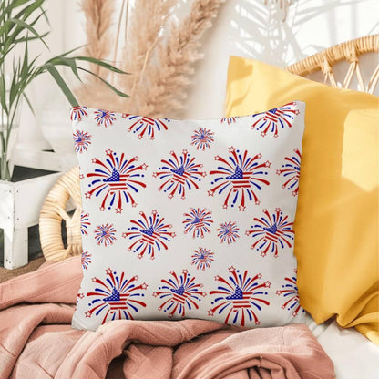 Star Red White and Blue Fireworks 4th of July Patriotic Indoor-Outdoor Pillow - Mallard Moon Gift Shop