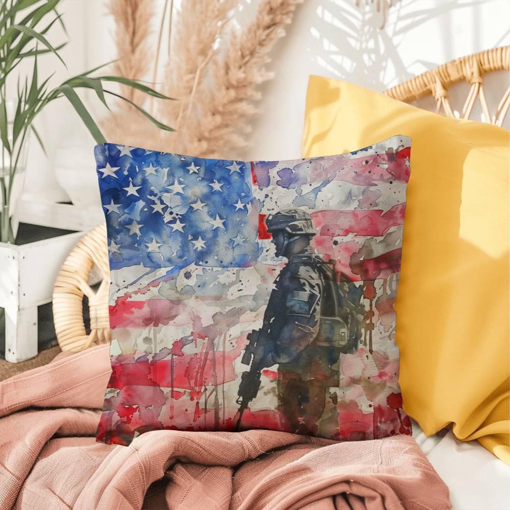 American Soldier Patriotic Indoor-Outdoor-Pillow Home Decor - Mallard Moon Gift Shop