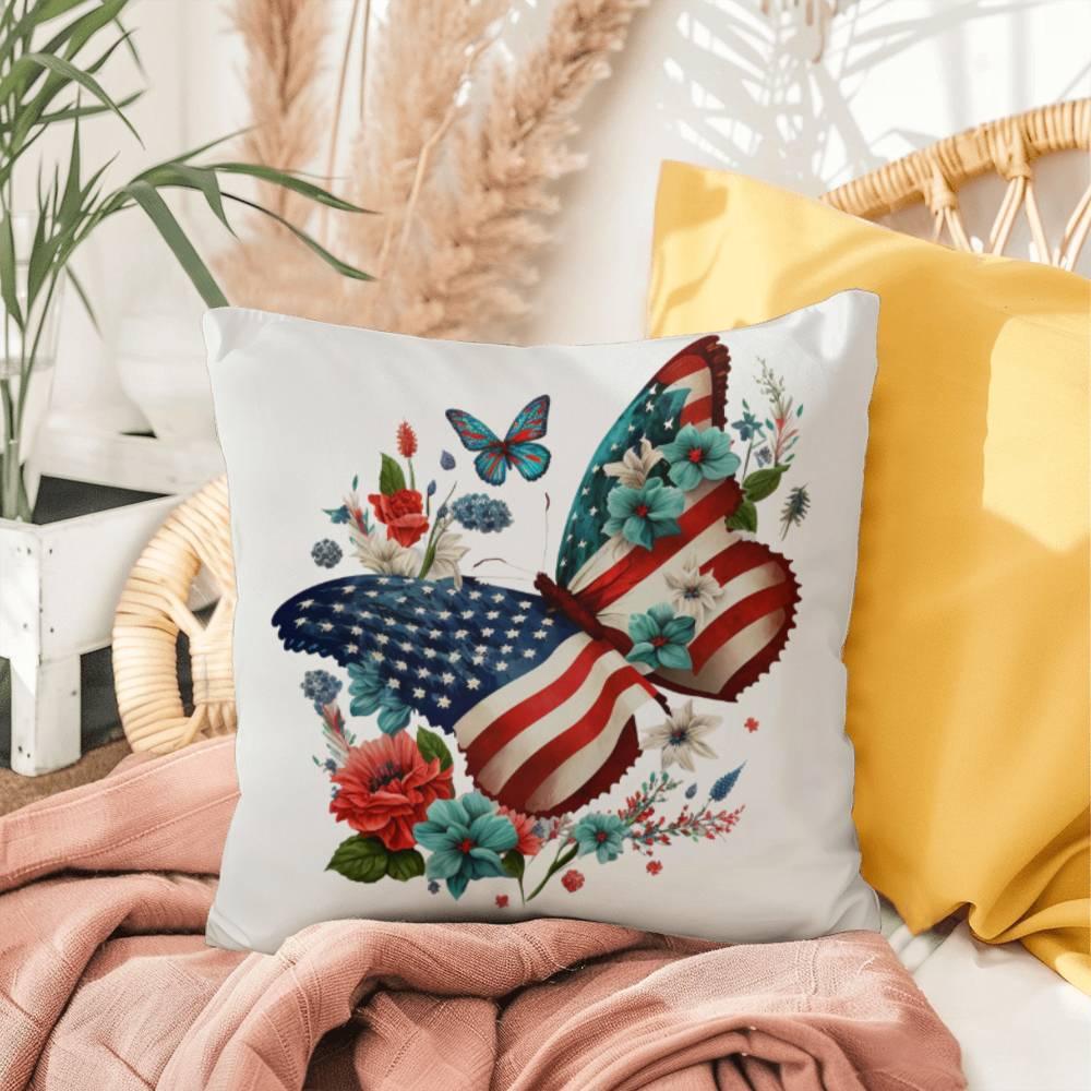 Butterfly Bouquet Patriotic Indoor-Outdoor Pillow - Mallard Moon Gift Shop