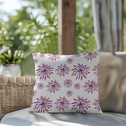 Star Red White and Blue Fireworks 4th of July Patriotic Indoor-Outdoor Pillow - Mallard Moon Gift Shop