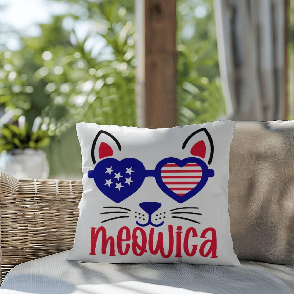 Mewoica Cat Patriotic Indoor-Outdoor Pillow - Mallard Moon Gift Shop