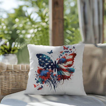 American Flag Patriotic Butterfly Indoor-Outdoor Pillow - Mallard Moon Gift Shop