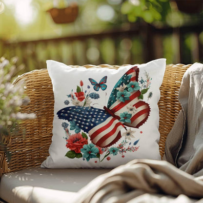 Butterfly Bouquet Patriotic Indoor-Outdoor Pillow - Mallard Moon Gift Shop