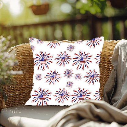 Star Red White and Blue Fireworks 4th of July Patriotic Indoor-Outdoor Pillow - Mallard Moon Gift Shop