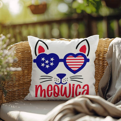 Mewoica Cat Patriotic Indoor-Outdoor Pillow - Mallard Moon Gift Shop